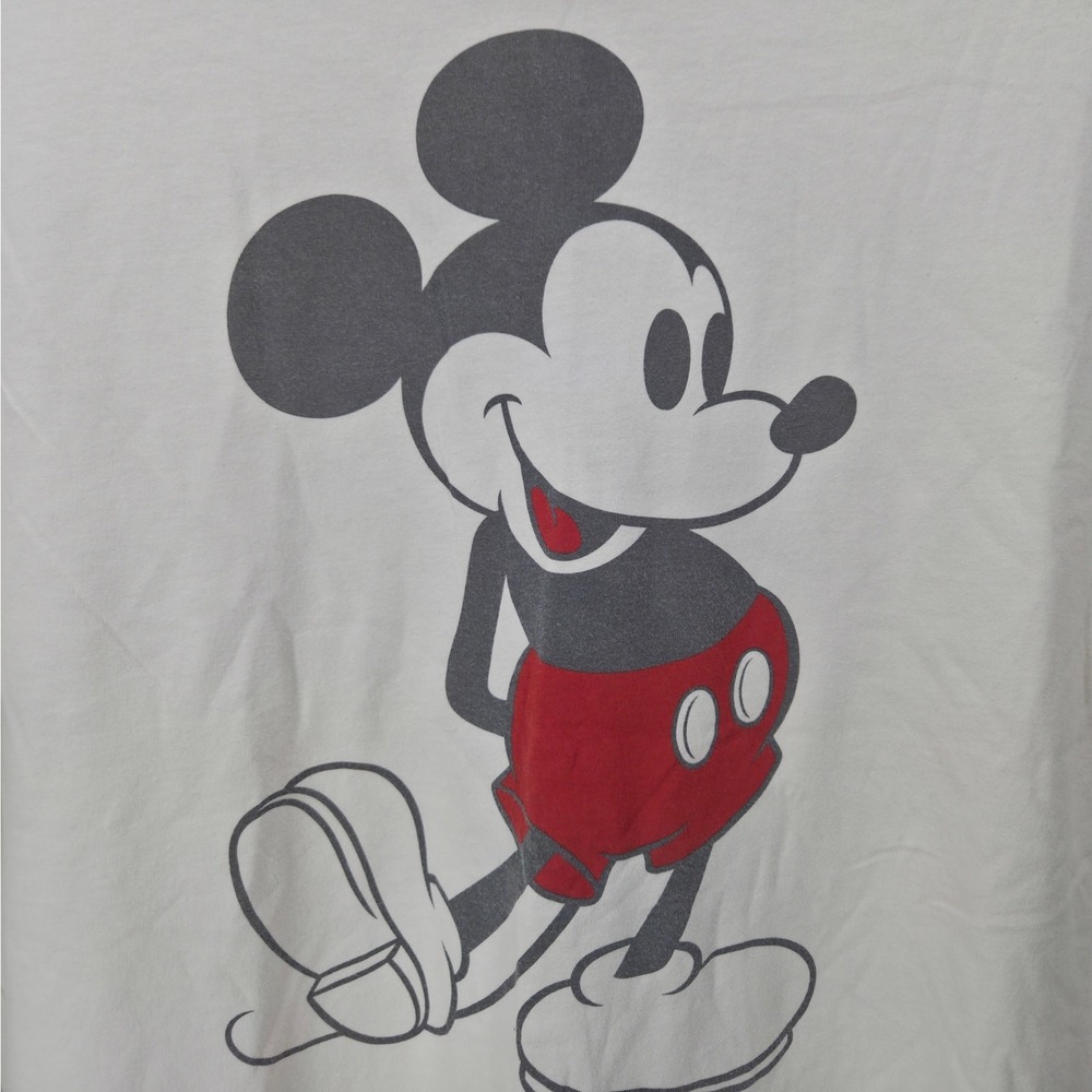 American Eagle Disney Mickey Mouse‎ Graphic Ringer Tee Cream Blue XL